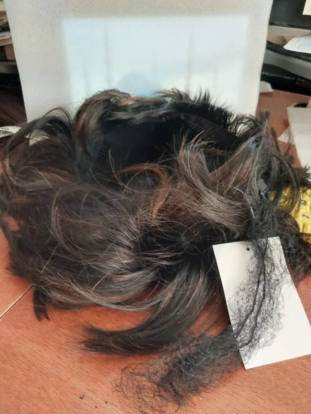 NEW ! Black Short 16 Inch Wig Dark Blonde Highlight